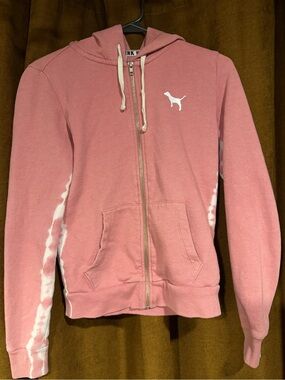 Victoria's Secret PINK Dusty Pink Hooded Zip Sweater with White Trim